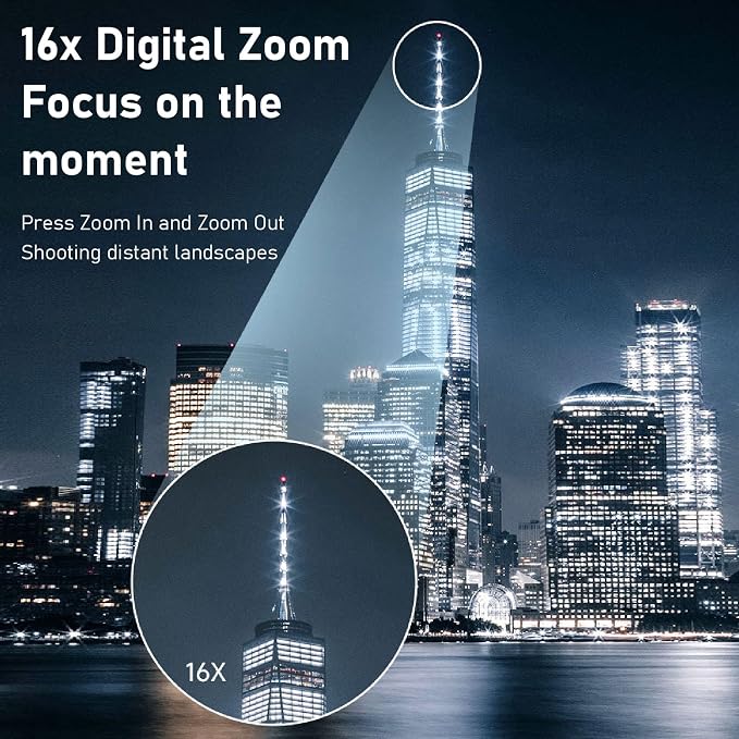 1080P Digital Camera for Photography and Video, 16MP 16X Digital Zoom 2.4 inch