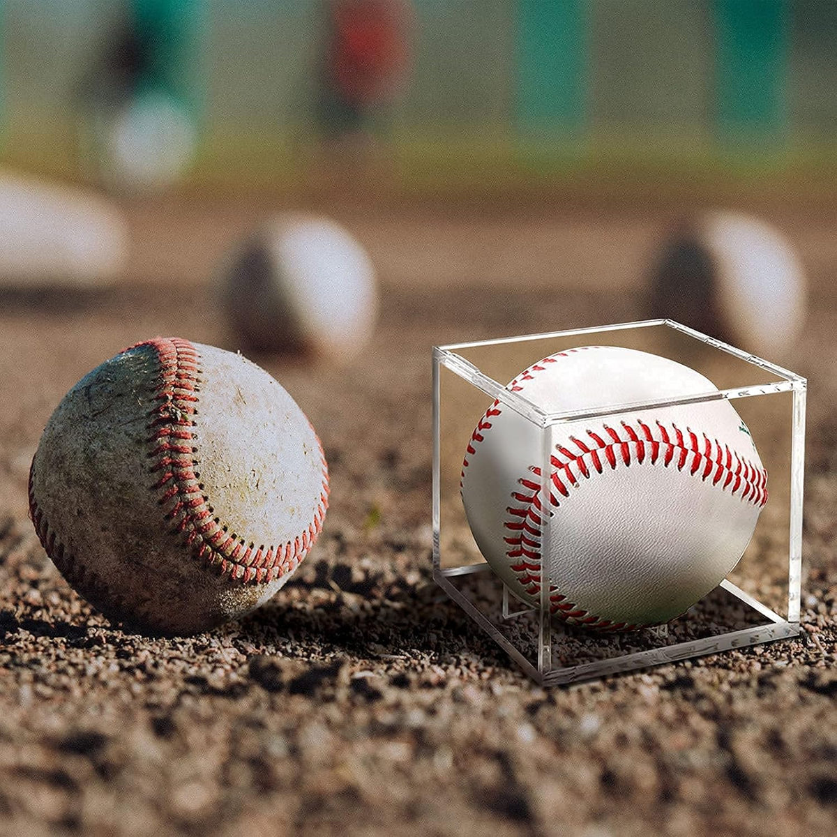 Skiennix Baseball Display Case - UV Protected Acrylic Cube for Memorabilia | 8 Pack Clear Showcase