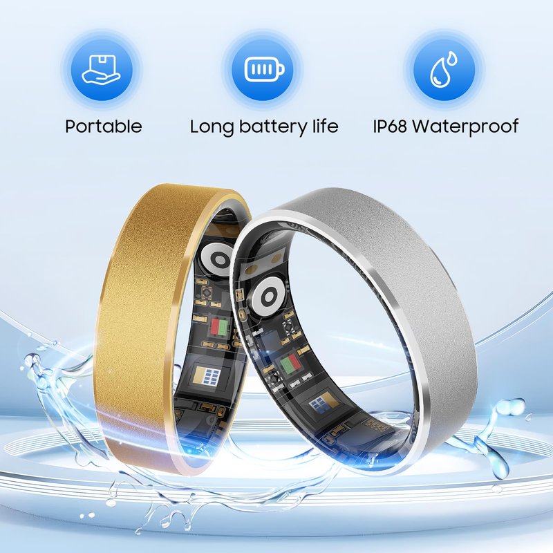 prxxhri Smart Health Ring, Featuring Stress and Sleep Monitoring Functions, Compatible with iOS and Android,Waterproof Fitness Tracker for Women & Men, No Subscription Fee. (Rose Gold, 11)