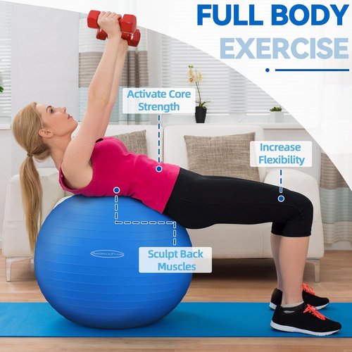 Fitvids Exercise Ball - Anti-Burst Slip Resistant Fitness & Yoga Ball with Quick Pump | 65cm