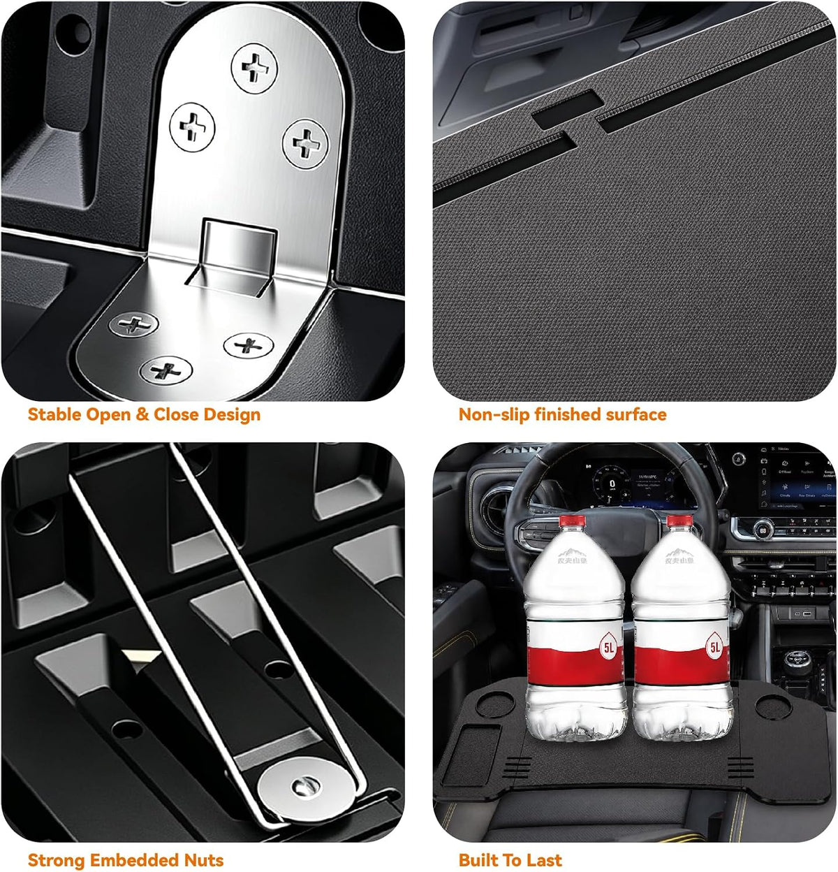 Foldable Car Table,Steering Wheel Desk for Laptop/Meal Tray Travel, 2-in-1