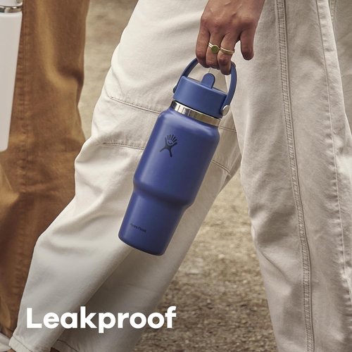 Hydro Flask Travel Water Bottle - Insulated Stainless Steel with Wide Straw Lid - 40 Oz Shale Gray