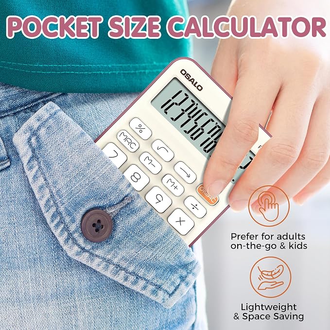 Pendancy Small Desk Calculator Cute, 12 Digit LCD Display, Basic Function