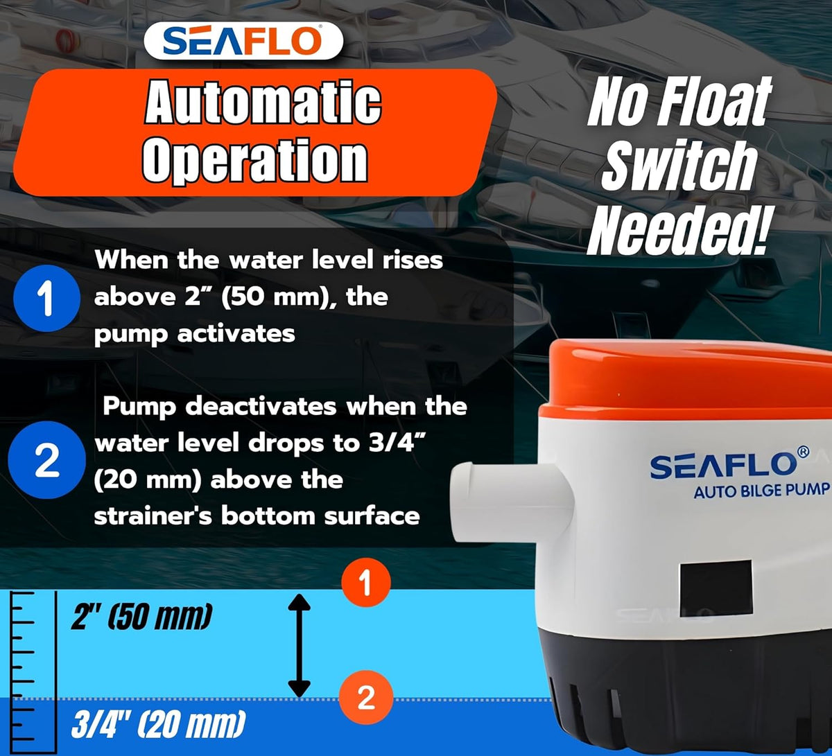 Seaflo 12V 750GPH Automatic Electric Bilge Pump - Efficient Water Removal Solution