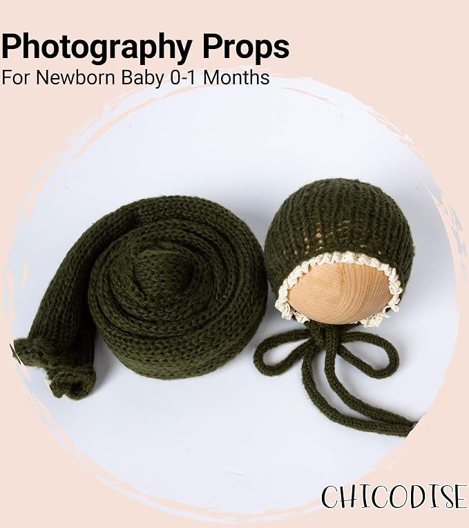 Newborn Photography Props Wraps & Ruffle Edge Bonnet