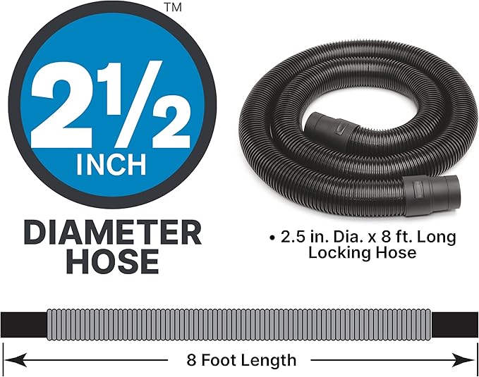 Shop-Vac 8252605 16 Gallon, Wet/Dry Utility Vacuum, 6.5 Peak HP, 2.5 Inch Diameter x 8 Foot Hose, 12 Foot Cord, Durable Design for Heavy-Duty Cleaning