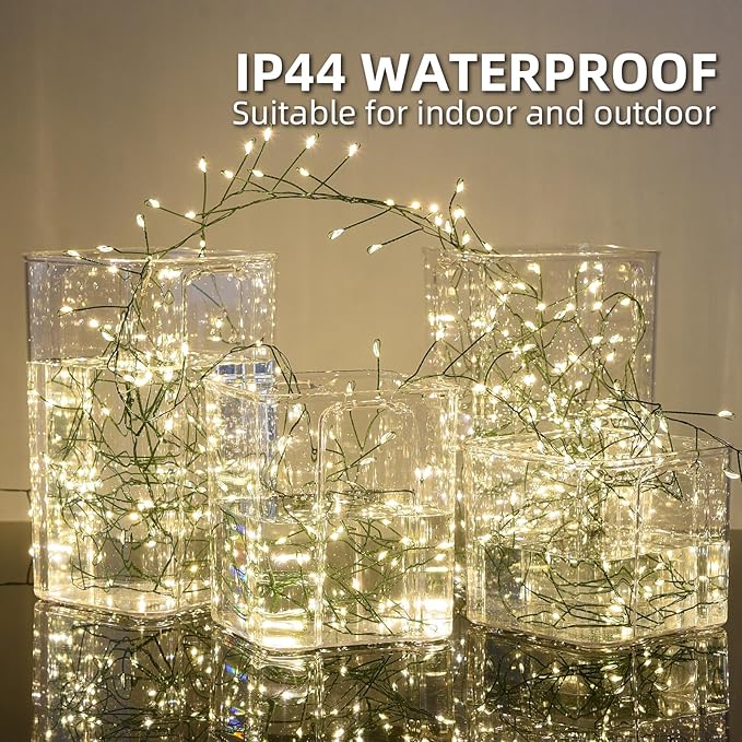 Dailyart Fairy Lights Plug in 500 Led with Remote 42Ft String Light with Timer Waterproof Lights for Bedroom Wreath Party Window Wedding Decoration Warm White Green Wire