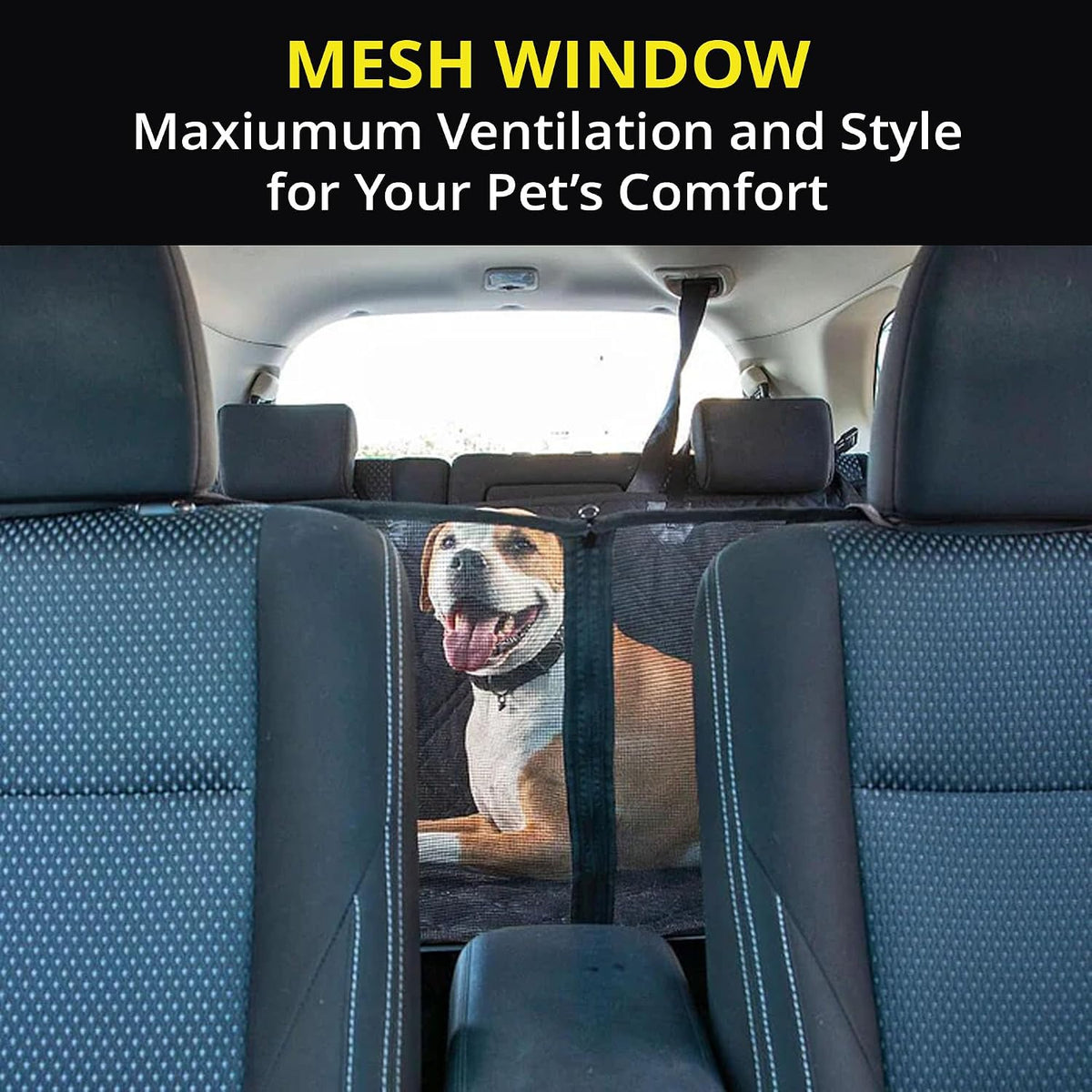 Meadowlark Dog Car Seat Cover with Mesh Window, Heavy-Duty Pet Seat Cover for Back Seat, Extra Padded Non-Slip Dog Hammock, Water-Resistant Back Seat Protector for Cars Trucks and SUVs (54" W x 58" L)
