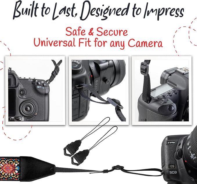 Art Tribute Camera Strap, Vintage Embroidered Neck Shoulder & Crossbody Camera