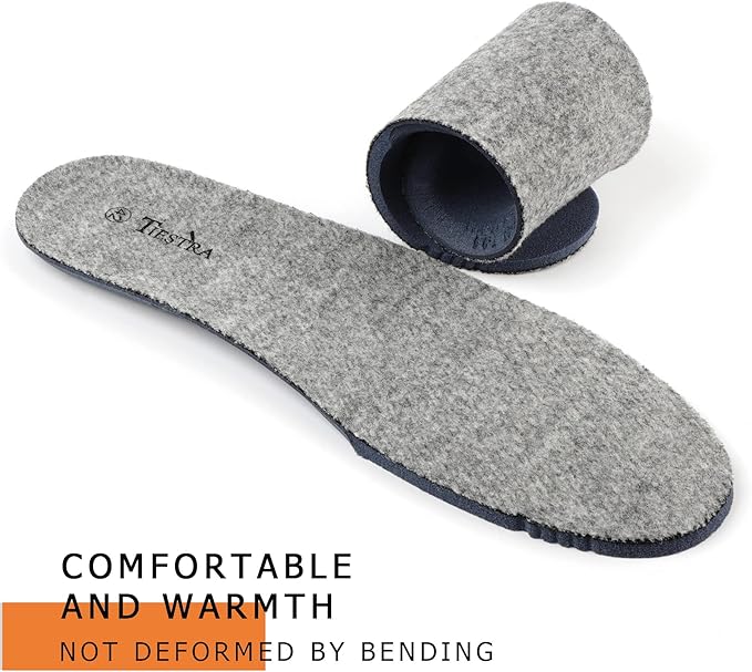 Thick Merino Wool Insoles for Men Fur Fleece Shoes Inserts Memory Foam Cushion Comfort Warm Sheepskin Insoles for Winter Snow Boots Slippers Grey 46EU,US13