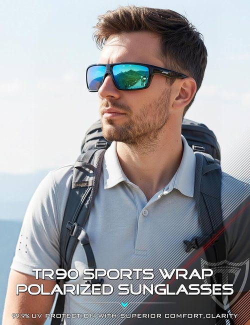 ATTCL Polarized Sunglasses - UV Protection, Lightweight TR90 Frame | Anti-Slip Wrap-Around for Sports, Driving, Fishing, Golf