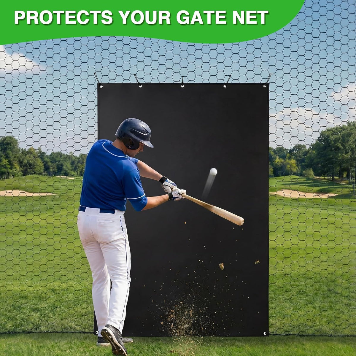 Skiennix Batting Cage Backstop - Heavy Duty 4'x6' Reinforced Net Saver for Baseball & Softball