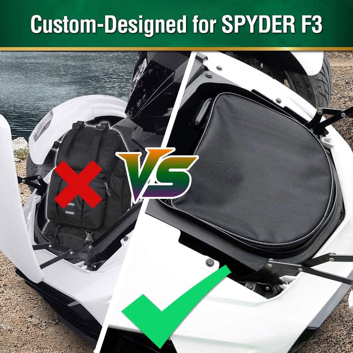 Removable Front Trunk/Frunk Luggage Bags Organizer for Can-Am Spyder F3/F3-S/F3-T/F3-L Accessories, Front Cargo Bag Liner Cooler Bag with Handle and Shoulder Straps