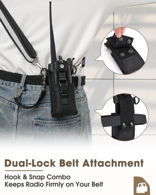 Juecstr Radio Holster Set, Includes Adjustable Wide Reflective Radio Strap, Metal Clips and Moveable Mic Holder. Anti-Sway Strap for Medical Calls, Warehouse, Construction