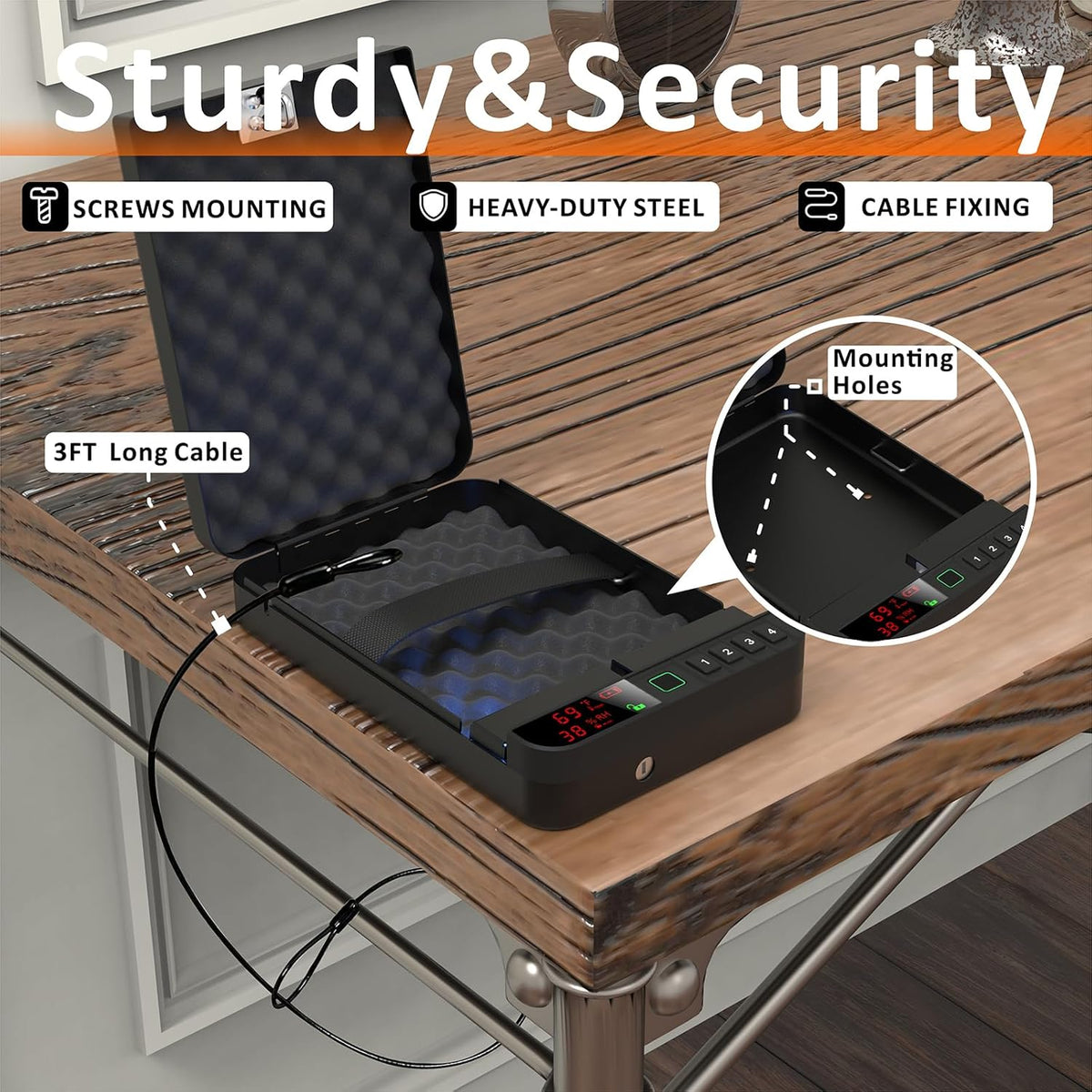 Z ZLJUAN Portable Biometric Gun Safe - LCD Display, Fingerprint & Keypad Lock | Black, Ideal for Travel & Home