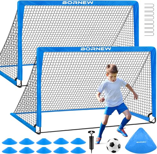 Kids Soccer Goal Set by [Brand Name] - Portable 6x4 & 4x3 Ft Training Nets for Ages 3-16