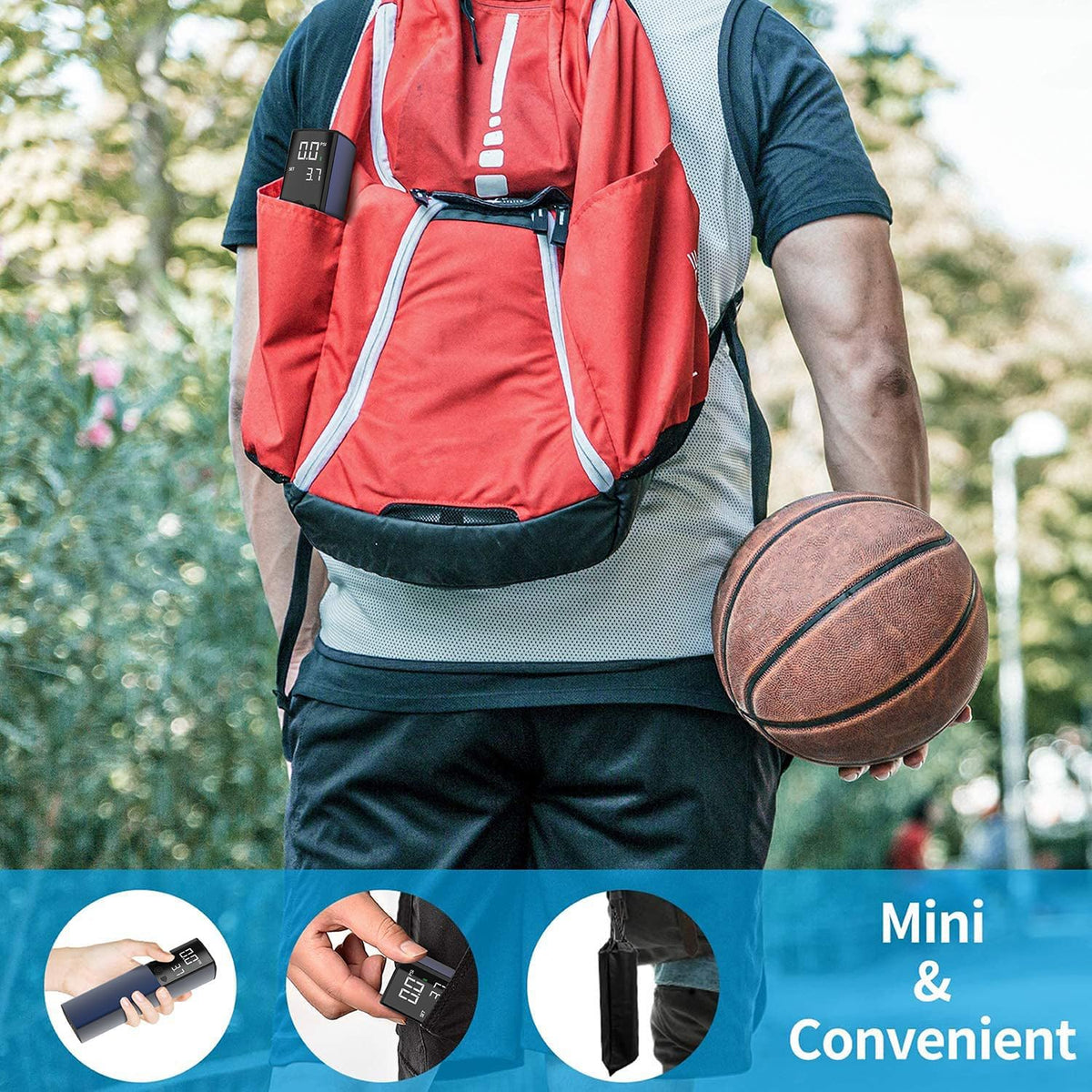 Pumteck Electric Ball Pump - Smart Portable Air Pump with Digital LCD Display & Pressure Gauge for Sports Balls
