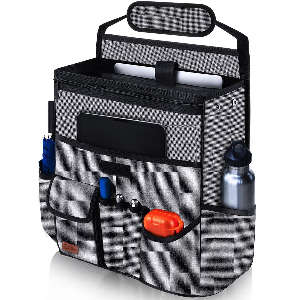 Smof Car Organizer for Front Seat, Passenger Seat, Backseat - Hanging Car Seat Storage Organizer,Multiple Pockets Car Seat Organizer with Separately Pokect for Laptop, Cup Holde & Travel Accessories