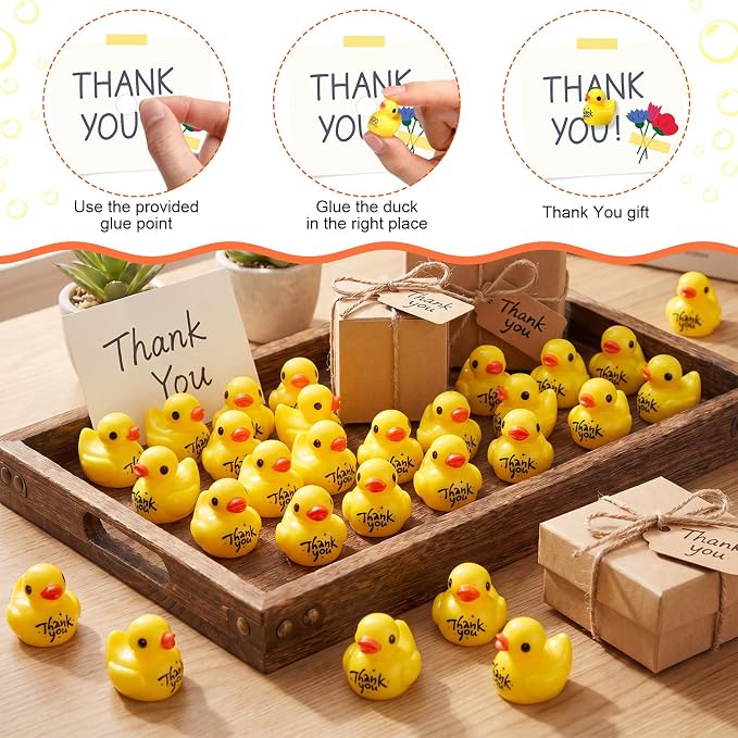 Skylety 100 Pcs Thank You Gifts Mini Resin Ducks Employee Appreciation Gifts