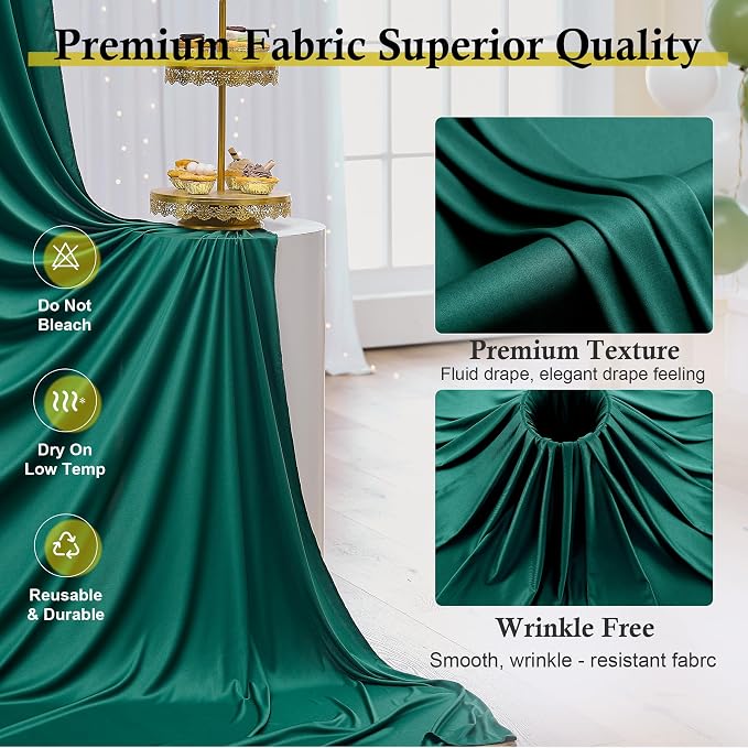 12ft x 10ft Wrinkle Free Hunter Green Backdrop Curtains