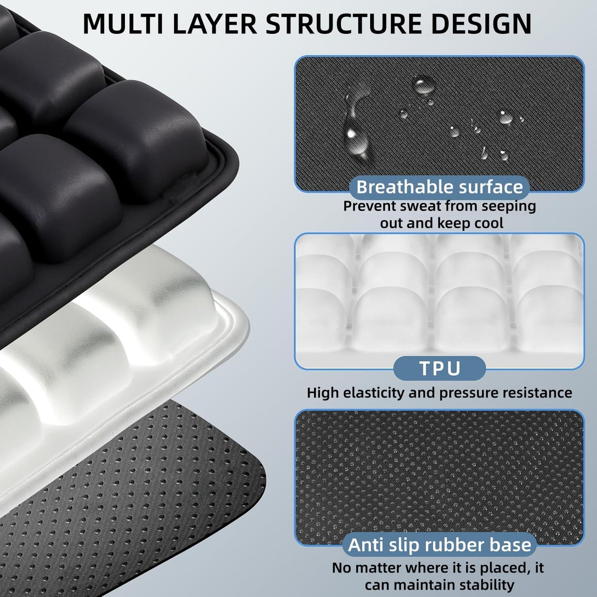 Sodurue Travel Cushion Airplane Seat,Airplane Seat Cushion for Long Flights,Press Type Air Inflatable Wheelchair Seat Cushion for Car,Office,Stadium,Ergonomic Comfort Support,Heavy Duty (36 Air Bag)