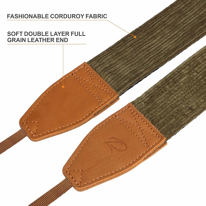 Padwa Lifestyle Olive Green Corduroy Camera Strap