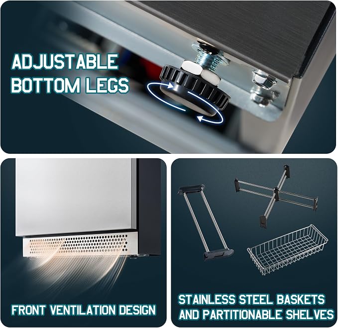 Albott 24 Inch Under Counter Drawer Fridge, Dual-Zone Beverage Refrigerator | Stainless Steel Design, LED Touch Control, Adjustable Storage, Frost-Free, Low Noise, 34℉-68℉, -0.4℉ to 32℉
