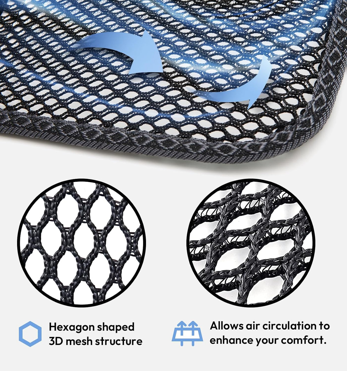 carrotez Cool & Breathable 3D Air Mesh Car Seat Cushion Pad 41" x 15" Black