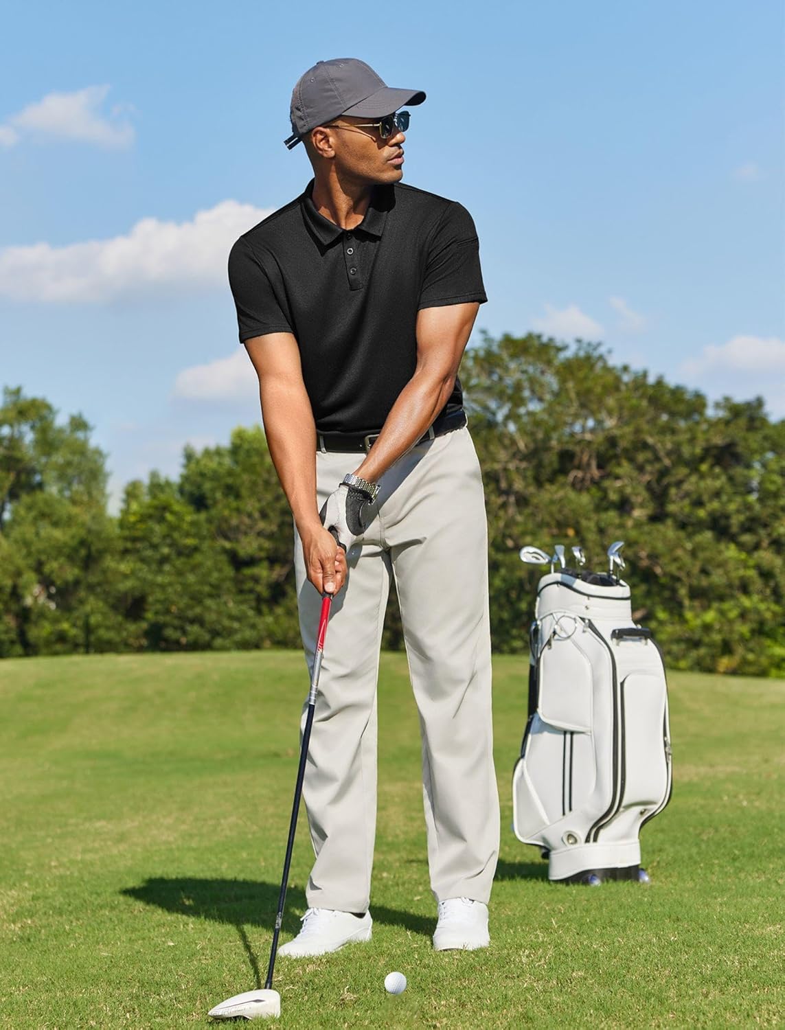 PINSPARK Golf Polo Shirt - Quick Dry Performance Casual Short Sleeve Collared Athletic Wear