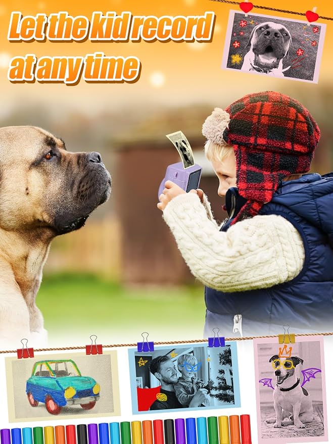 9 Rolls Kids Instant Camera Print Refill Paper- 1''×2.2'' Photo Printer Thermal