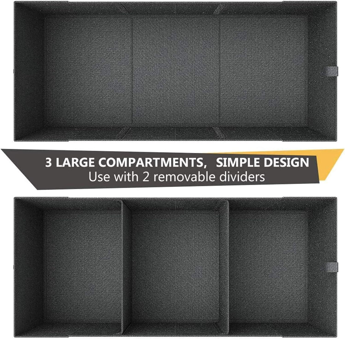 MIU COLOR Trunk Organizer for SUV, Collapsible Car Organizer with 12 Pockets, Non-Slip Bottom, Storage Organizer for Sedan, Van, Jeep, Grocery, Car Accessories, Large 3 Compartments, Black,32"×13"×12"
