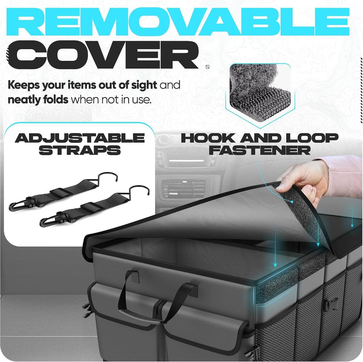 FORTEM Trunk Organizer - Foldable Car Organizer & Storage for SUVs & Trucks