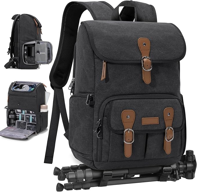 RAINSMORE Camera Bag Backpack for DSLR/SLR Mirrorless 15.6 Inch Laptop Camera