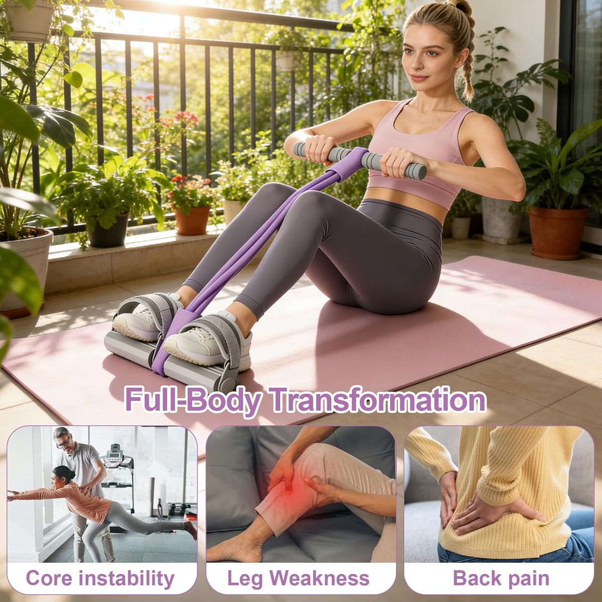 Skiennix Resistance Bands - Adjustable Foot Pedal Design for Full-Body Workouts | 6-Tube Natural Rubber
