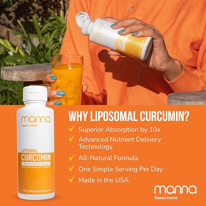 Manna Vitamins Evolved Liposomal Liquid Curcumin for Advanced Absorption Best Turmeric Supplement for a Healthy Life (3 Pack)