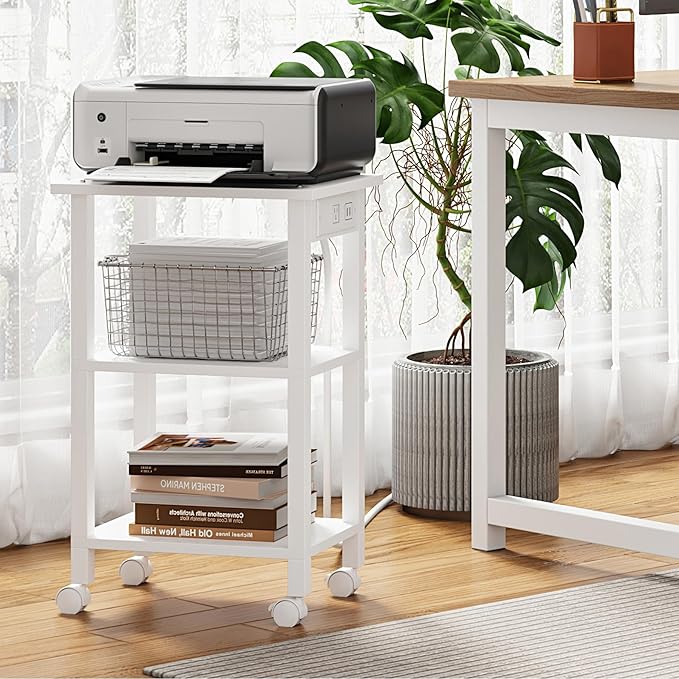 TUTOTAK 3 Tier Printer Stand, Rolling Printer Cart