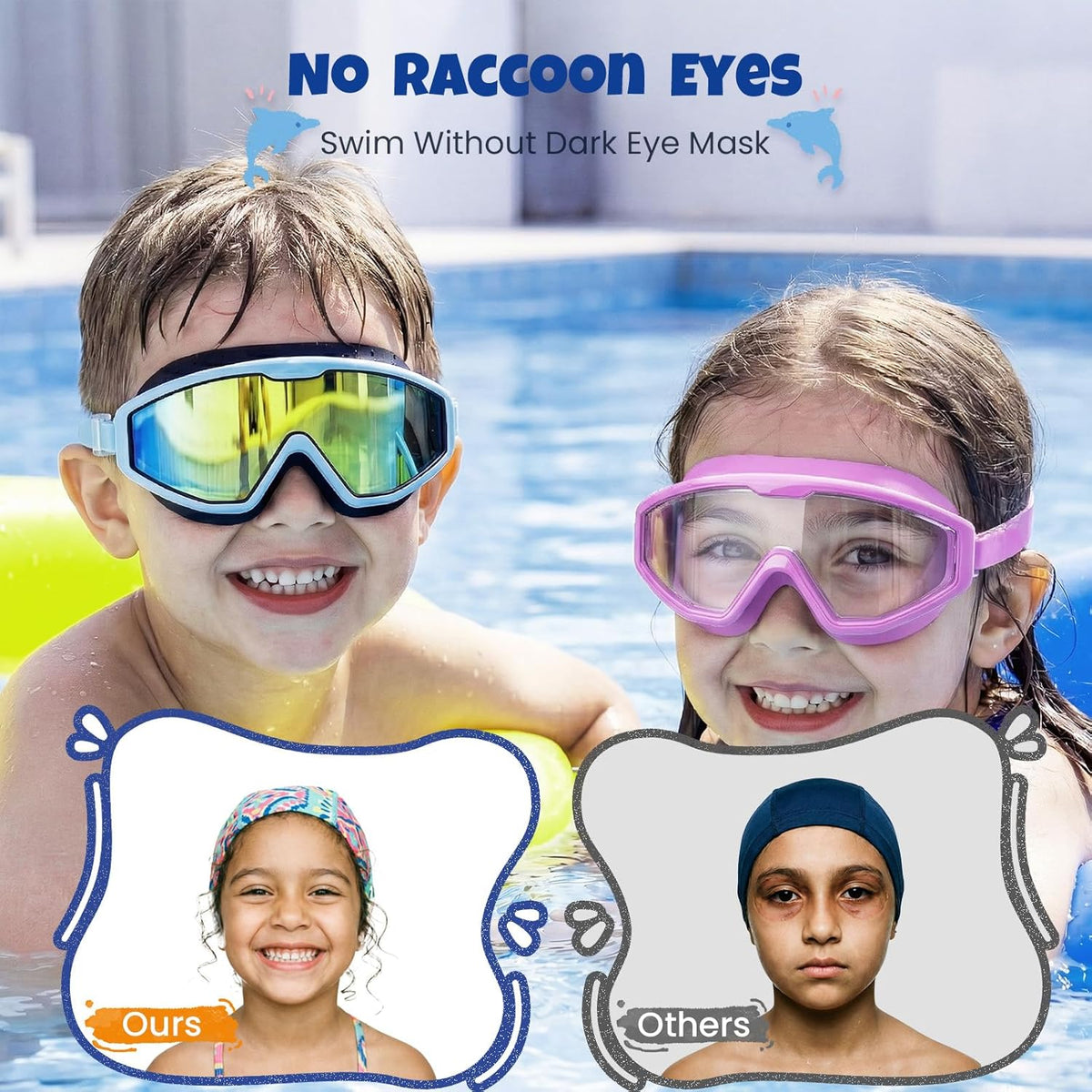Skiennix Kids Swim Goggles - Anti-Fog UV Protection | 180° Clear View | 3 Pack for Ages 4-16