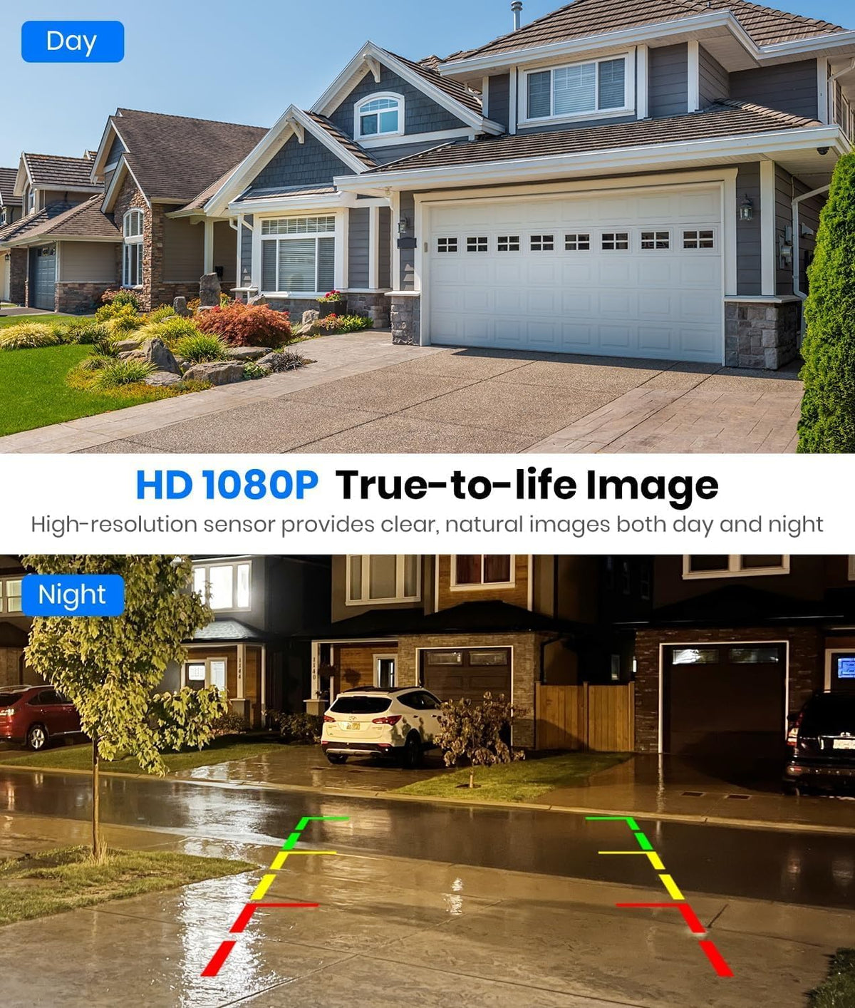 AUTO-VOX Solar Wireless Backup Camera: 5" 1080P Monitor, 2 Min Easy Install | 2 Split Screen & 5000mAh Battery Back Up Camera, IP69K Waterproof Reverse Camera for Car, Van, SUV, Truck, Trailer