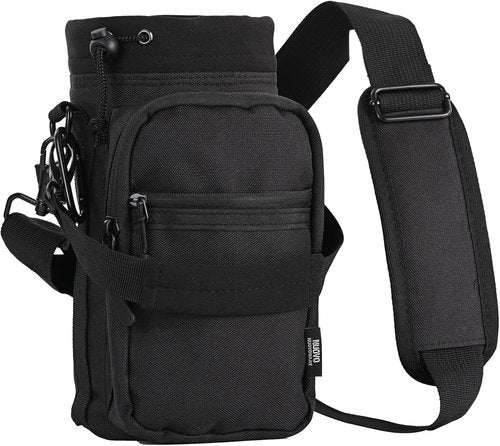 Nuovoware 40oz Water Bottle Carrier - Insulated Holder with Adjustable Strap & 2 Pockets for Hiking | Climbing