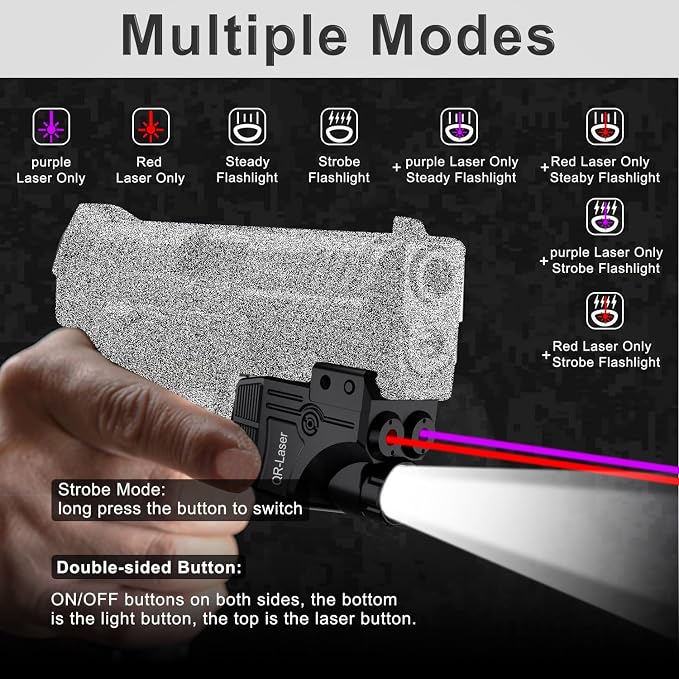 Red Green Purple Blue Laser Light Combo, 800 Lumens Tactical Flashlight Laser