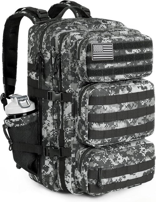 Military Tactical Backpack - 25L Molle Assault Pack for Men | Water-Resistant Heavy-Duty Rucksack - Black Digital Camo