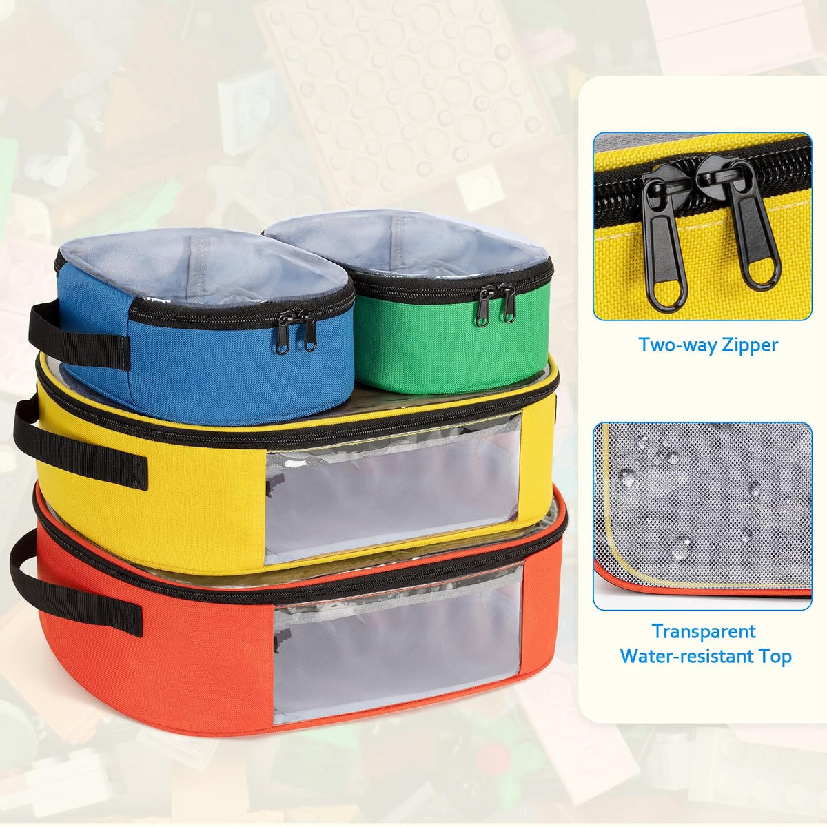Rexmica 4 pcs Toy Storage Organizer Travel Bag for Building Bricks