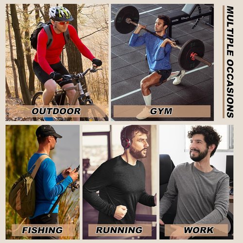 MLYENX Long Sleeve Men's Shirts - UPF 50+ UV Protection, Quick Dry & Moisture Wicking | 7 Pack