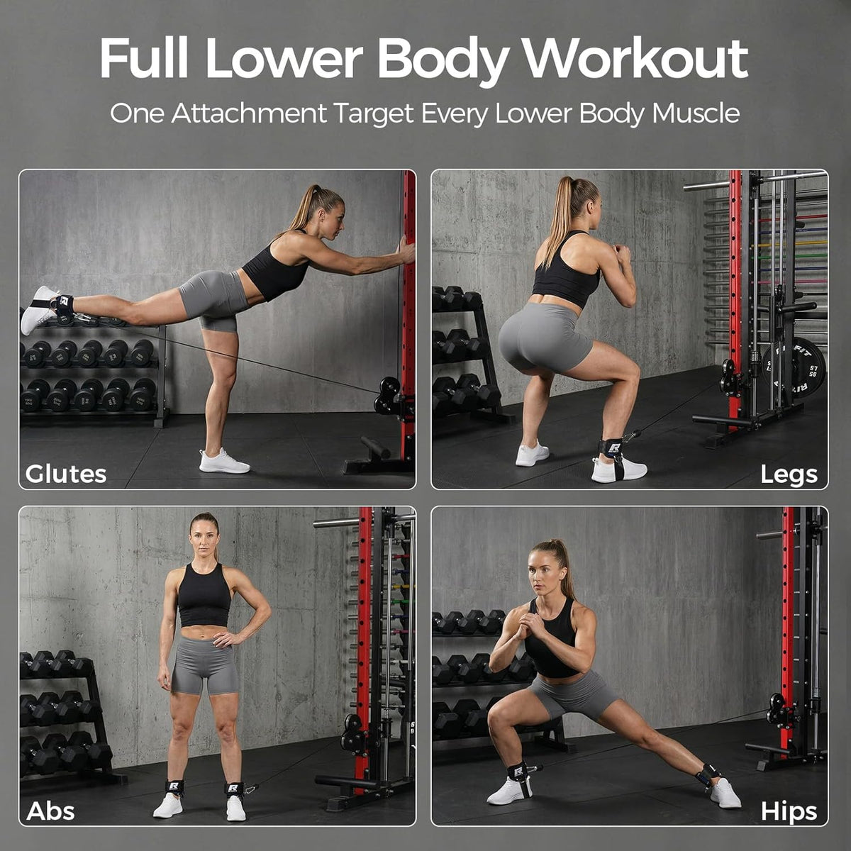 RitFit Kickback Ankle Straps - Padded Neoprene Cuffs with Strong Hook & Loop for Enhanced Abs, Glutes & Legs
