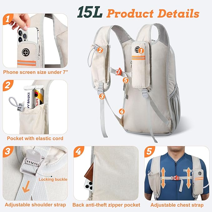 BECOJADDE 15L Small Hiking Backpack