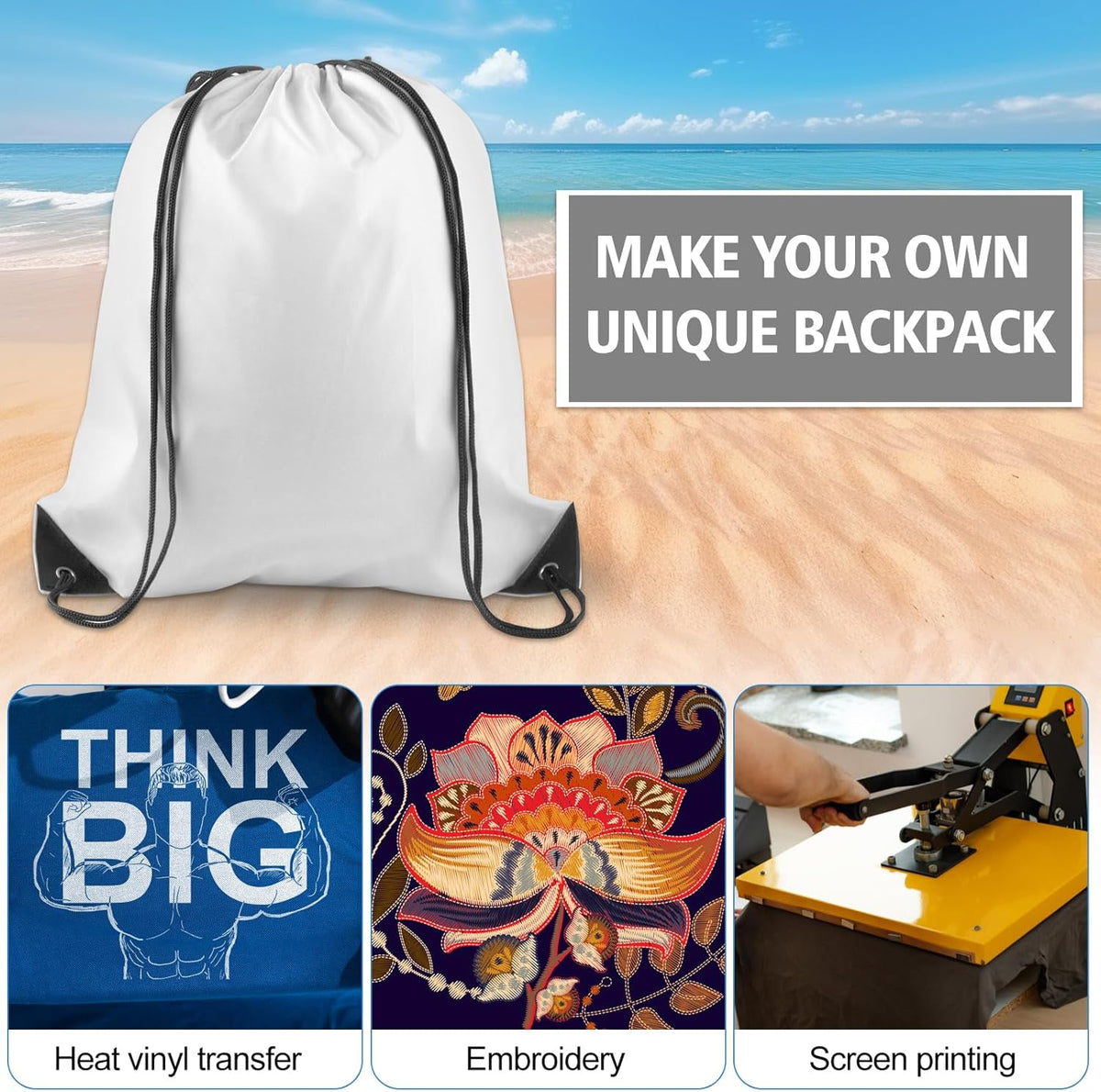 PLULON Drawstring Bags - 6 Pack Cinch Sacks for Gym, Yoga & Travel | Mixed Colors