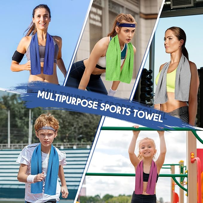 Cooling Towels 20 Pack, 40"x 12" Cooling Rags Neck Wraps for Sports with Carrying Pouch, Gym Cooling Neck Towels for Hor Weather, Sweat, Fitness, Travel