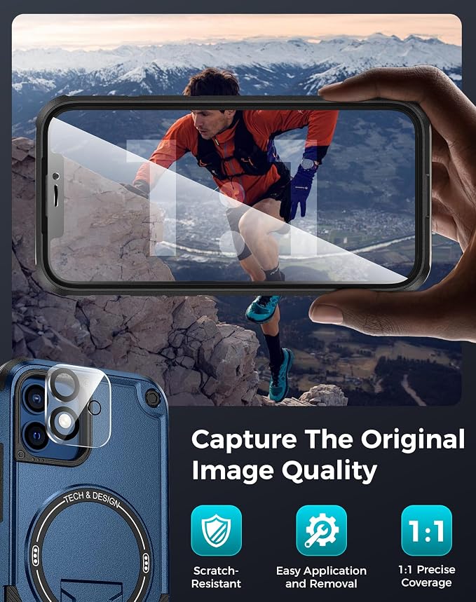 Goton for iPhone 12 Case with Privacy Tempered Glass Screen Protector & Camera
