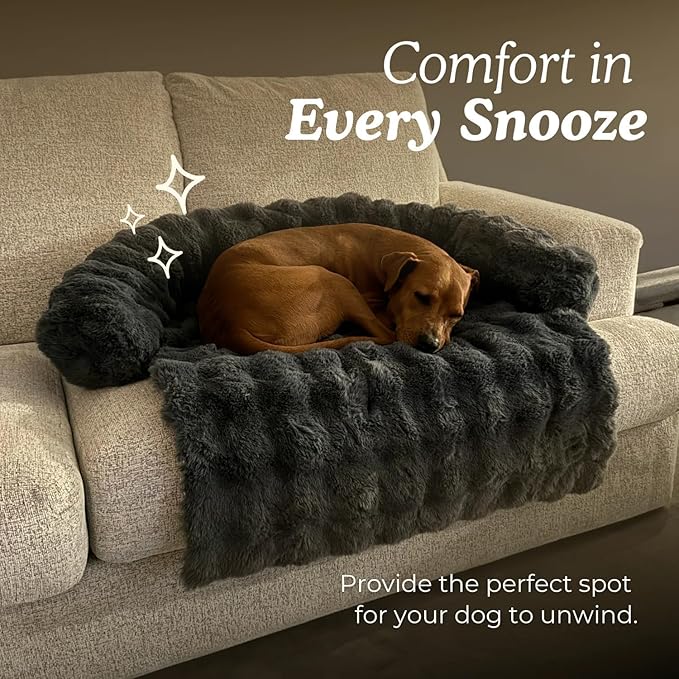 Cloud Pet Sofa Bed, Ultimate Comfort Warm Couch Cover with Fluffy Plush, Anti-Slip Machine Washable Pet Bed Easy to Maintain for Furniture Protector (Dark Gray(29.5 * 29.5in))