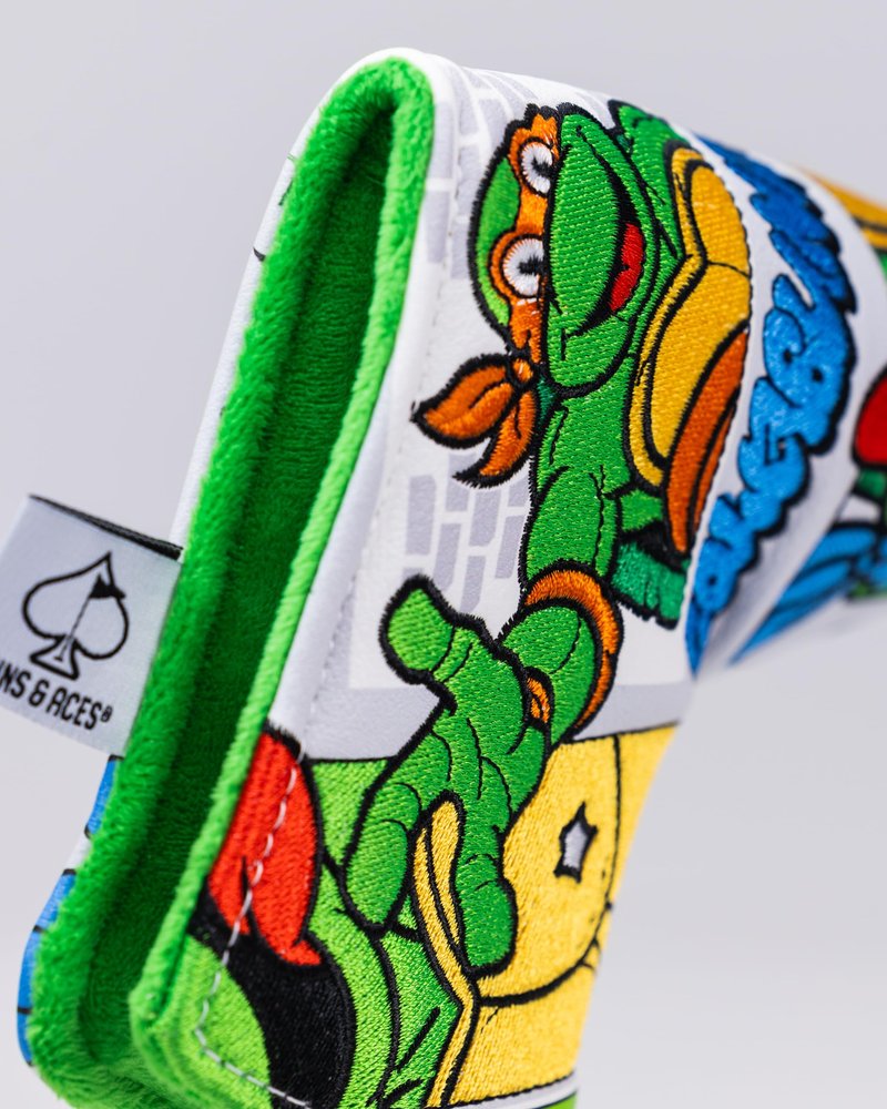 Pins & Aces TMNT Head Cover - Premium, Hand-Made Leather Headcover - Teenage Mutant Ninja Turtle Comic Strip, Tour Quality Golf Club Cover - Style and Customize You Golf Bag (Blade)